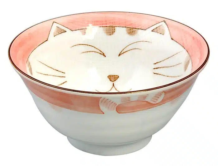 Rosa Schüssel - Kawai Katze - 13,5 x 6,8 cm 300 ml