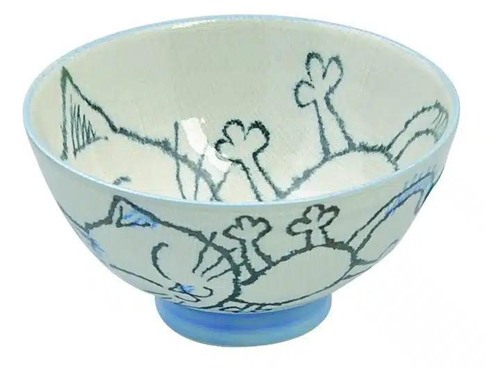Blaue Kinderschale - Kawai Katze - 11,5 x 5 cm 250ml