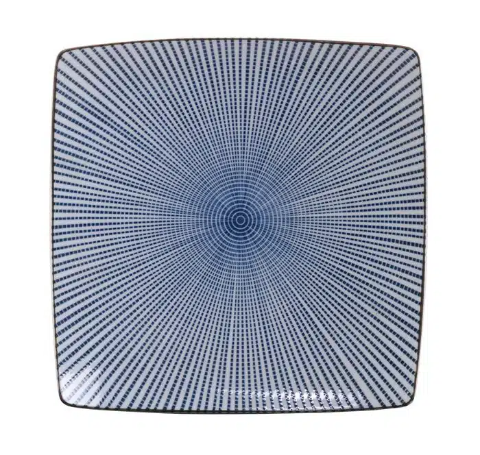 Blau / Weißer quadratischer Teller - Sendan Tokusa - 18,8 x 18,8 cm