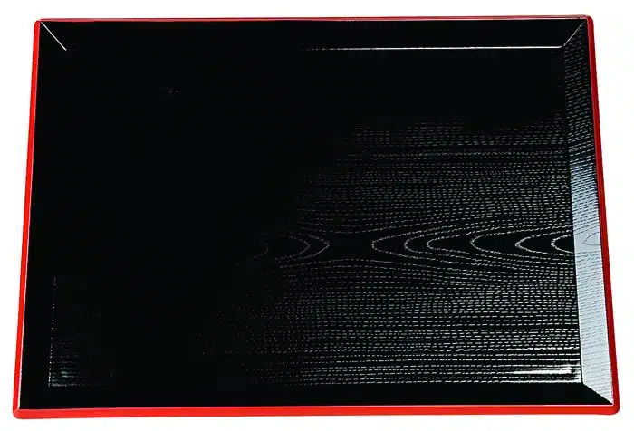 Schwarz / Rotes Tablett - Lackware - 39 x 29 cm
