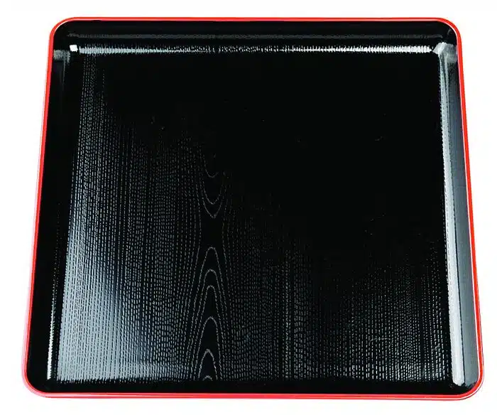 Schwarz / Rotes Quadrat Tablett - Lackware - 30 cm