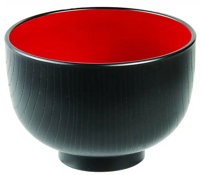 Schwarz / Rot Suppenschüssel - Lackware - 10,5 x 7,5 cm