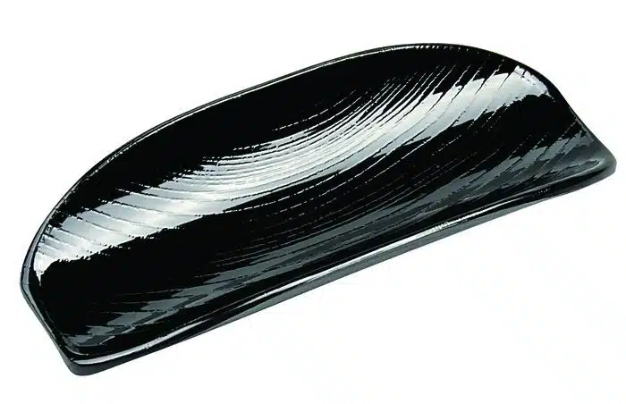 Schwarzes Handtuchblatt - Lackware - 16,5 x 7 cm