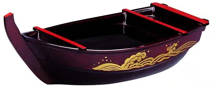 Schwarzer Sushistiefel - Lackware - 45 x 18 cm