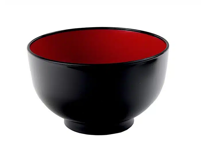 Schwarz / Rote Schale - Lackware - 13,3 x 8,3 cm