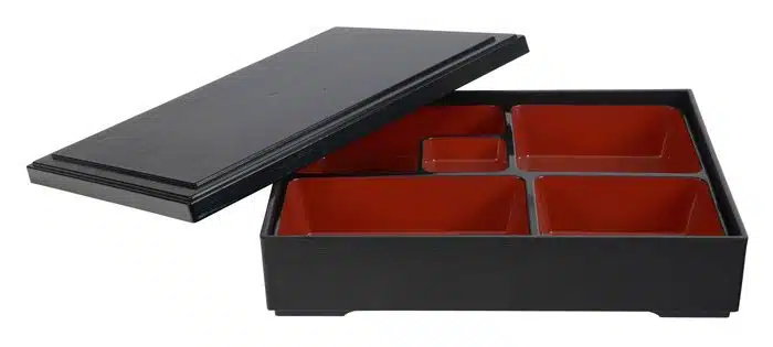 Schwarz / Rote Bento Box - Lackware - 27,5 x 21,5 cm