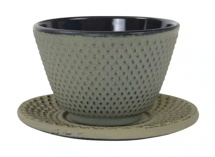 Graue Teetasse mit Untersetzer - 7 x 5,5 cm 120 ml