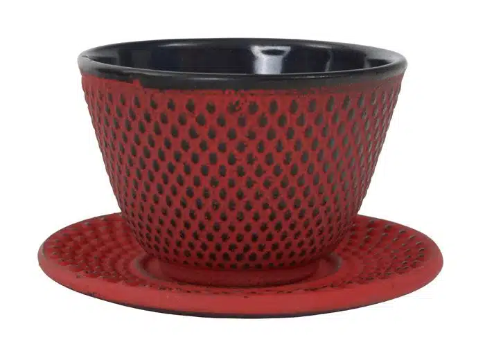 Rote Teetasse mit Untersetzer - 7 x 5,5 cm 120 ml