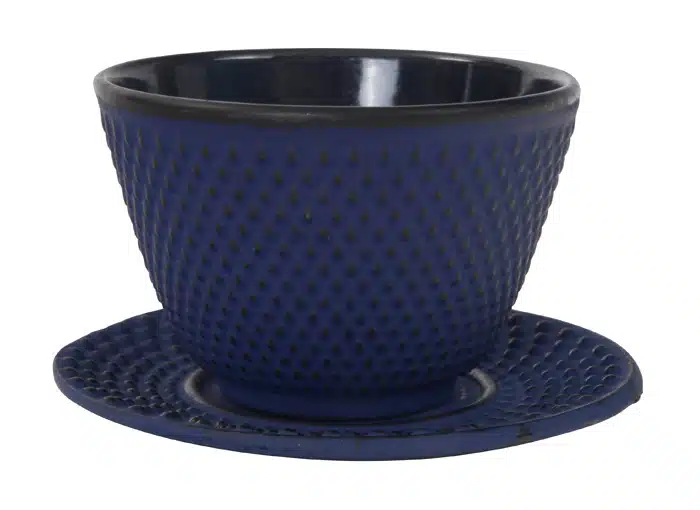 Blaue Teetasse mit Untersetzer - 7 x 5,5 cm 120 ml
