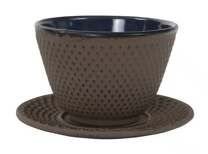 Braune Teetasse mit Untersetzer - 7 x 5,5 cm 120 ml