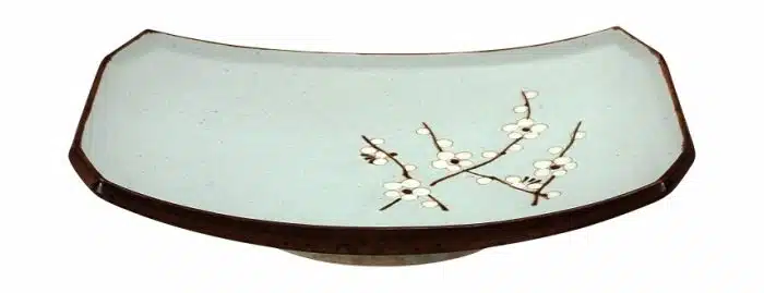 Minzgrüner rechteckiger Teller - Soshun - 22 x 15 cm