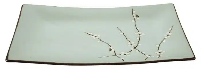 Minzgrüner rechteckiger Teller - Soshun - 35 x 19 cm