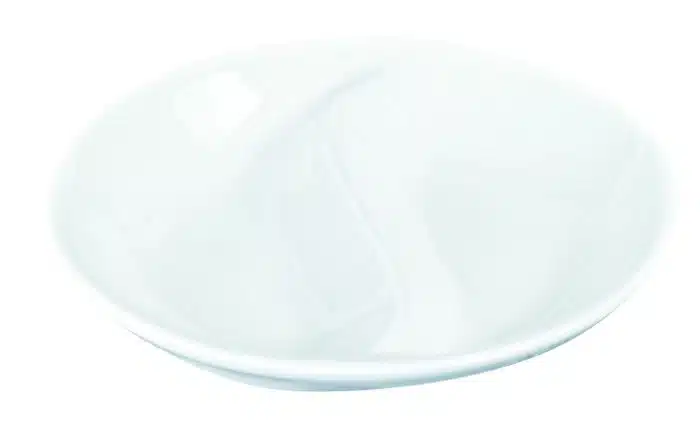 Weiße getrennte Saucenplatte - weiße Serie - 9,5 cm