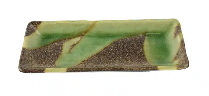 Schwarz / Grüner quadratischer Teller - Große Teller - 19,3 x 9,4 cm