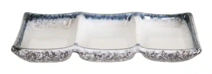 Grau / Weiße Saucenschalen - Tajimi - 3 Stück - 19 x 9 x 2,5 cm