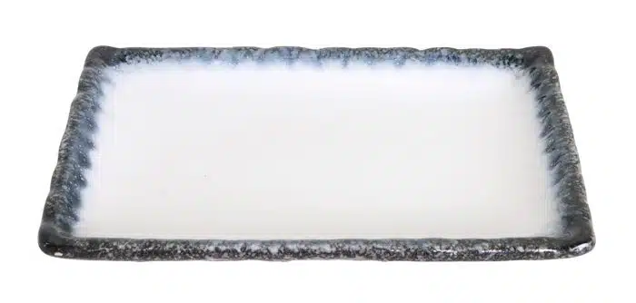 Grau / Weißer rechteckiger Teller - Tajimi - 21,7 x 15 x 2,5 cm
