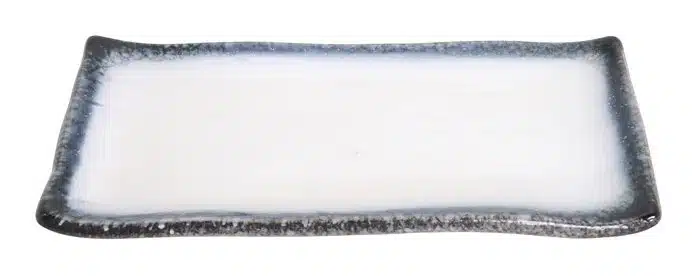 Grau / Weißer rechteckiger Teller - Tajimi - 26 x 13 x 2 cm