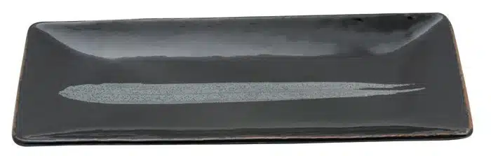 Schwarz / Silberner rechteckiger Teller - Silberpinsel - 29 x 13 cm