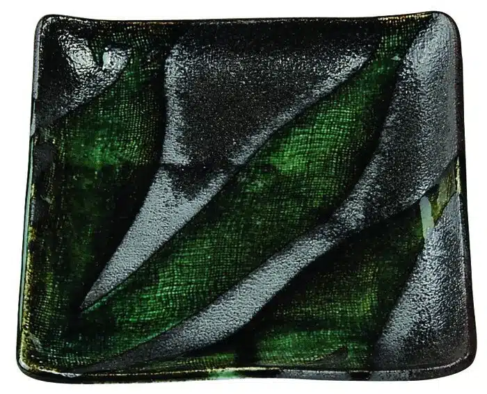 Grün / Grauer quadratischer Teller - Grüngraue Serie - 18 x 18 cm