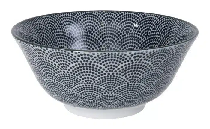Schwarz / Weiße Schüssel mit Tupfen - Nippon Schwarz - 15,2 x 6,7 cm 500 ml