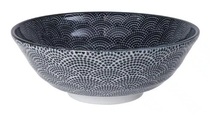 Schwarz / Weiße Schüssel mit Punkten - Nippon Schwarz - 21 x 7,8 cm 1000 ml
