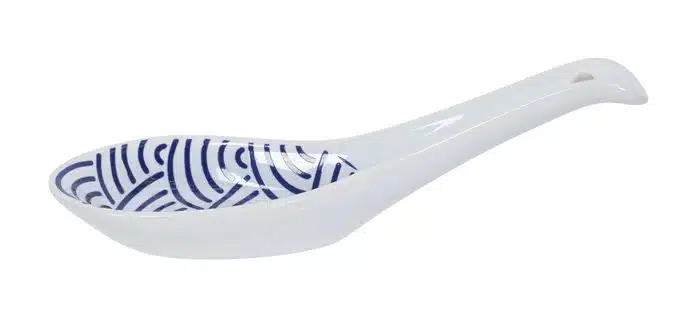 Blau / Weiße Löffel Wellen - Nippon Blau - 13,8 x 4,8 cm