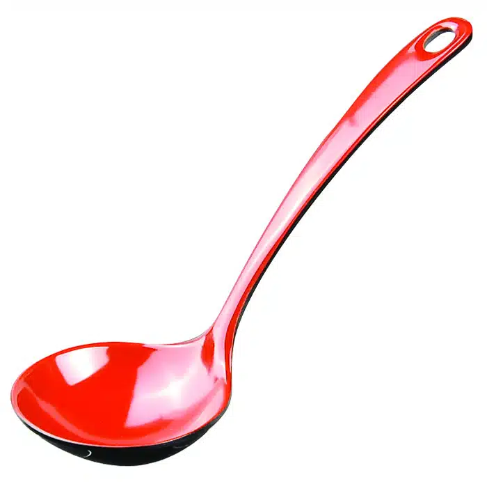 Schwarz / Roter Dessertlöffel - Melamin - 17,5 x 6,5 cm