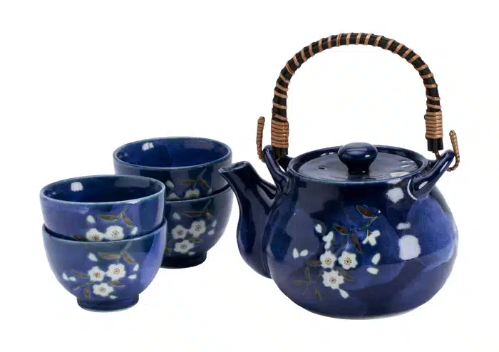Blau / Weiße Tee Set - Blue Sakura - 16x14x11cm 0.7L