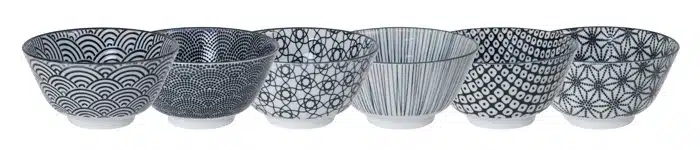 Reisschalen schwarz - 6 Designs - Nippon Black - 12 × 6,4 cm
