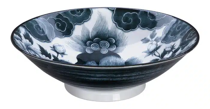 Lion Peony Menbachi Schüssel Schwarz 25.2x7.7cm