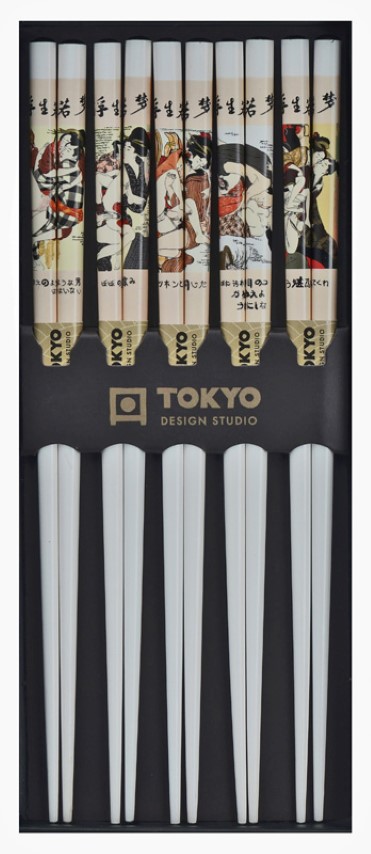 Tokyo Design Studio - Essstäbchen - Erotische weiße Shunga - 5 Stück