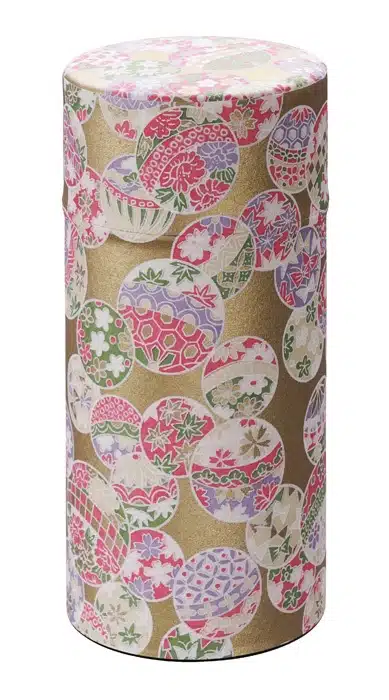 Tokyo Design Studio - Roestvrij stalen Theeblik - Goud Bloemen - 7.4x15.5cm 200gr