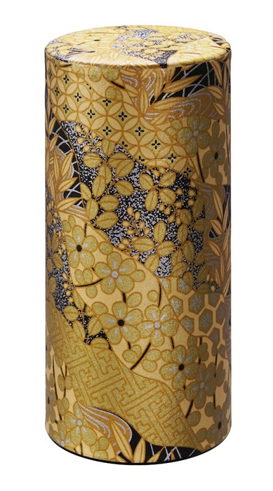 Tokyo Design Studio - Roestvrij stalen Theeblik - Gouden Bloemen - 7.4x15.5cm 200gr