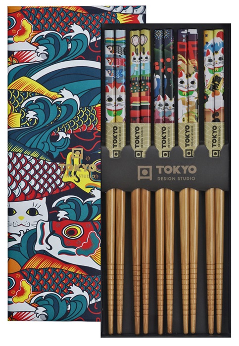 Tokyo Design Studio - Eetstokjes Giftbox - Lucky & Koinobori - 5 stuks