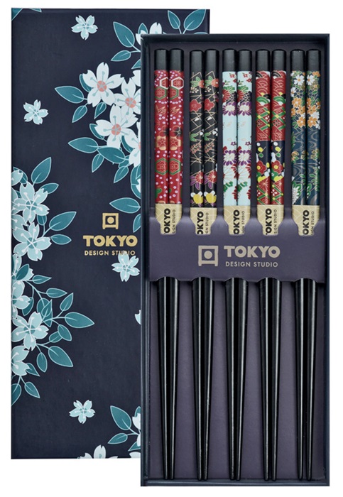 Tokyo Design Studio - Eetstokjes Giftbox - Cherry Blossom Blauw - 5 stuks