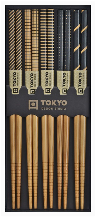 Tokyo Design Studio - Eetstokjes Giftbox - Black Stripe - 5 stuks