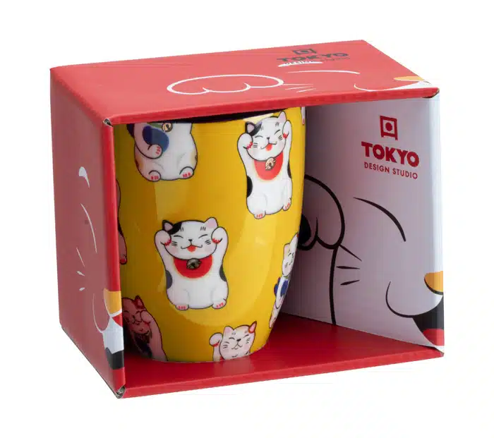 Tokyo Design Studio – Kawaii Lucky Cat – Tasse – Klassisches Gelb – 8,5 x 10,2 cm, 380 ml – Bild 2