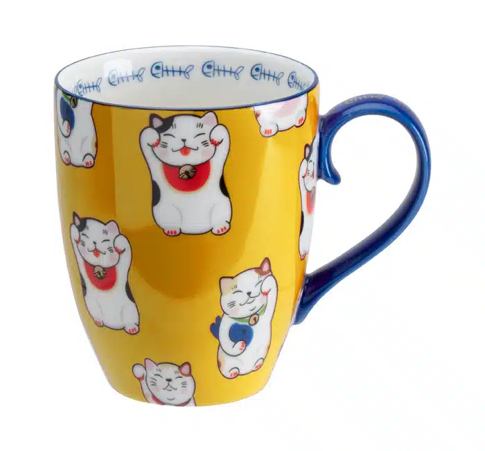 Tokyo Design Studio – Kawaii Lucky Cat – Tasse – Klassisches Gelb – 8,5 x 10,2 cm, 380 ml