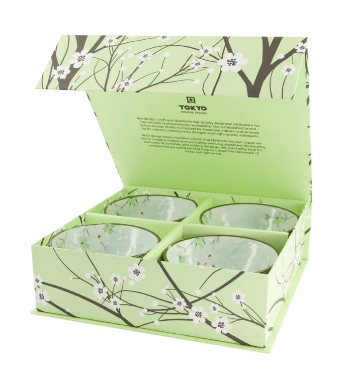 Green Cosmos Bowl GiftSet 4pcs 13x6cm 350m