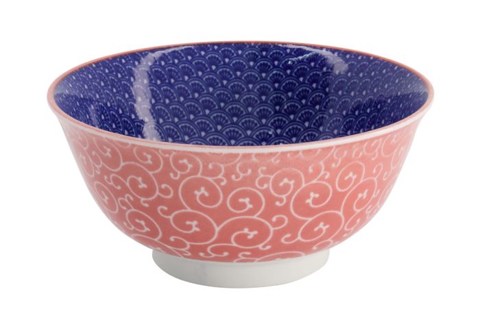 Tokyo Design Studio - Mixed Bowls - Tayo Kom - Seikaiha Inner Blauw - 14,8×6,8cm 550ml