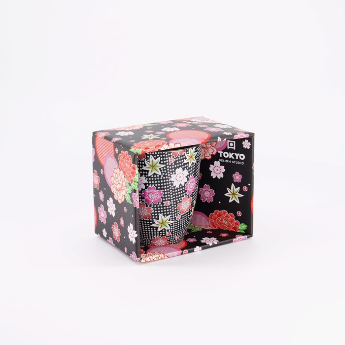 Tokyo Design Studio Kawaii Blumenbecher mit Geschenkbox, Schwarz, 8,5 x 10,2 cm, 300 ml – Bild 3