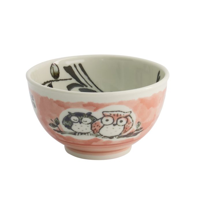 Tokyo Design Studio – Kawaii – Reisschale – Eule – 13 x 8 cm, 400 ml, Rosa