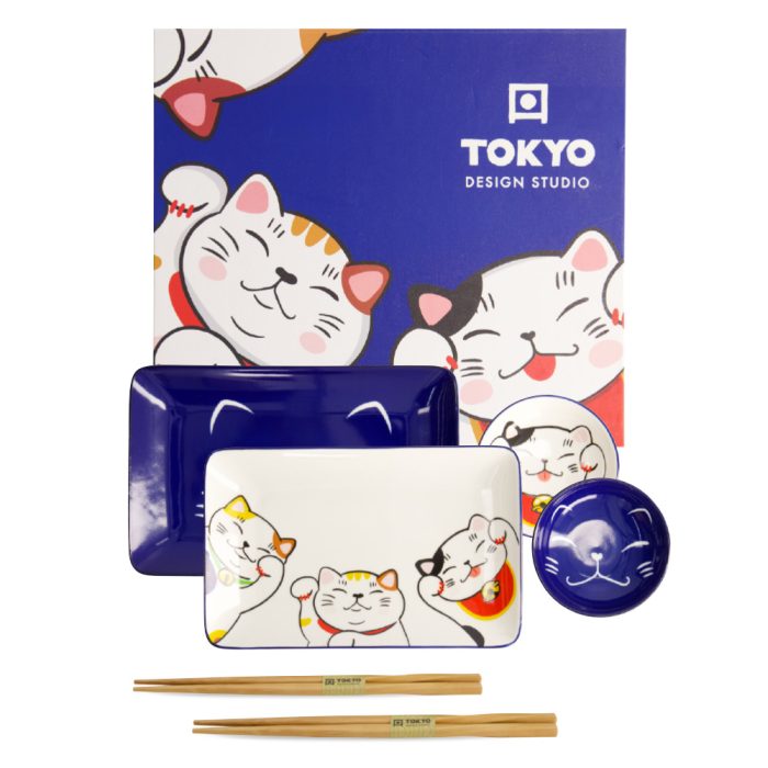 Tokyo Design Studio - Kawaii - Lucky Cat - Sushi Set - 6-delig - 2 Persoons