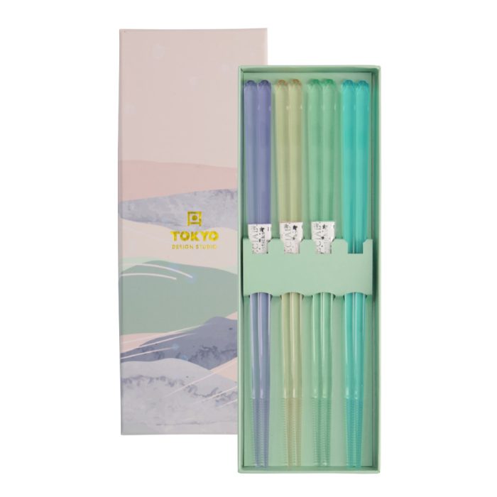 Tokyo Design Studio - Essstäbchen - Geschenkset - 4 Paare - Acryl Blau
