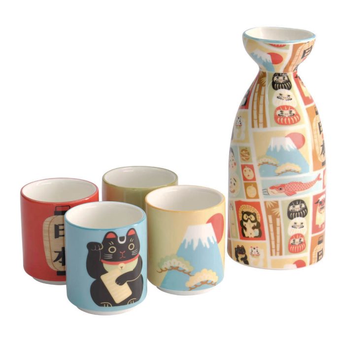 Tokyo Design Studio – Kawaii – Japan - Sake Set – 4 Tassen – 1 Sake Flasche – 120/50ML – Bild 2