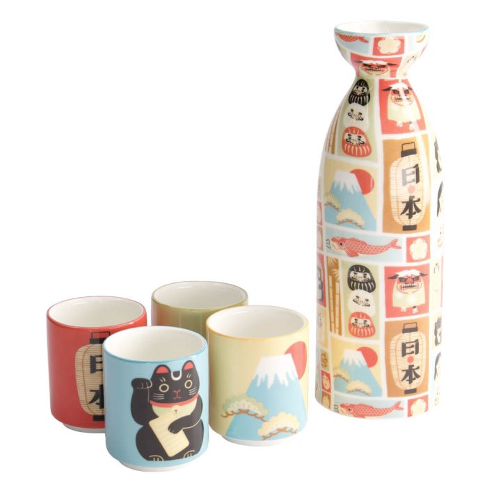 Tokyo Design Studio – Kawaii – Japan - Sake Set – 4 Tassen – 1 Sakeflasche – 220/50ML – Bild 2