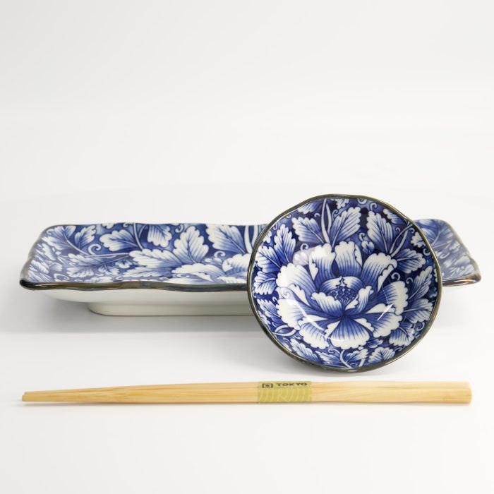 Tokyo Design Studio - Dami Botan - Zwei-teiliges Teller-Set - Blau/Weiß - 11x4 cm & 28x13 cm – Bild 3