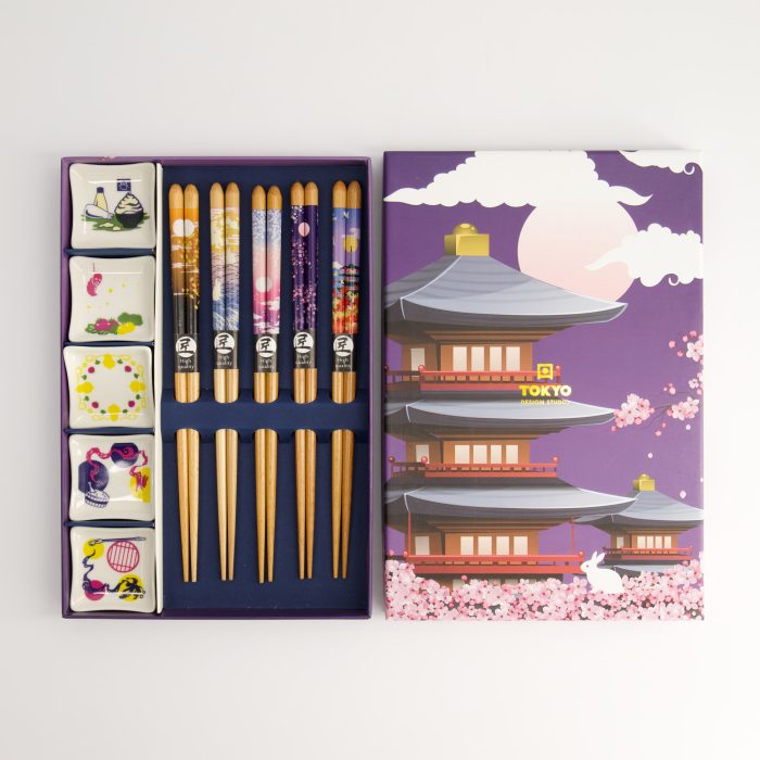 Tokyo Design Studio - Essstäbchen mit Halter - Geschenkset / 5 Paare - Japan – Bild 2