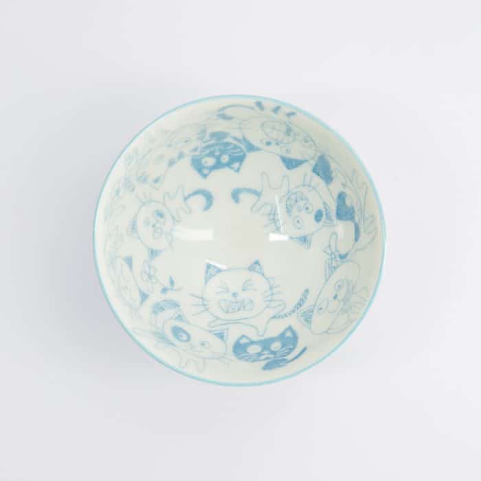 Tokyo Design Studio - Kawaii - Reisschale - 11.4x6.2cm - 300ml - Blau - Lustige Katze – Bild 2