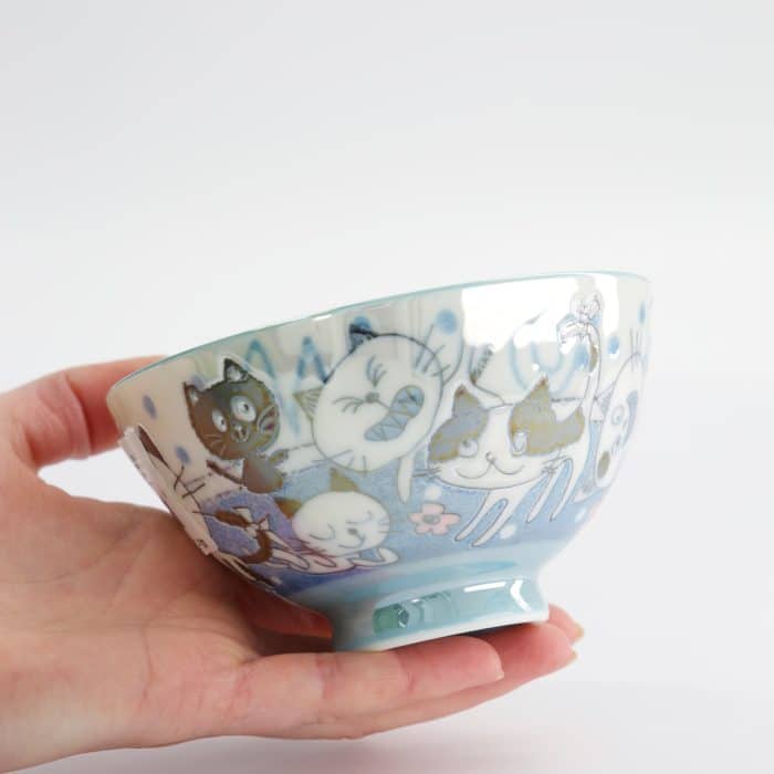 Tokyo Design Studio - Kawaii - Reisschale - 11.4x6.2cm - 300ml - Blau - Lustige Katze – Bild 5